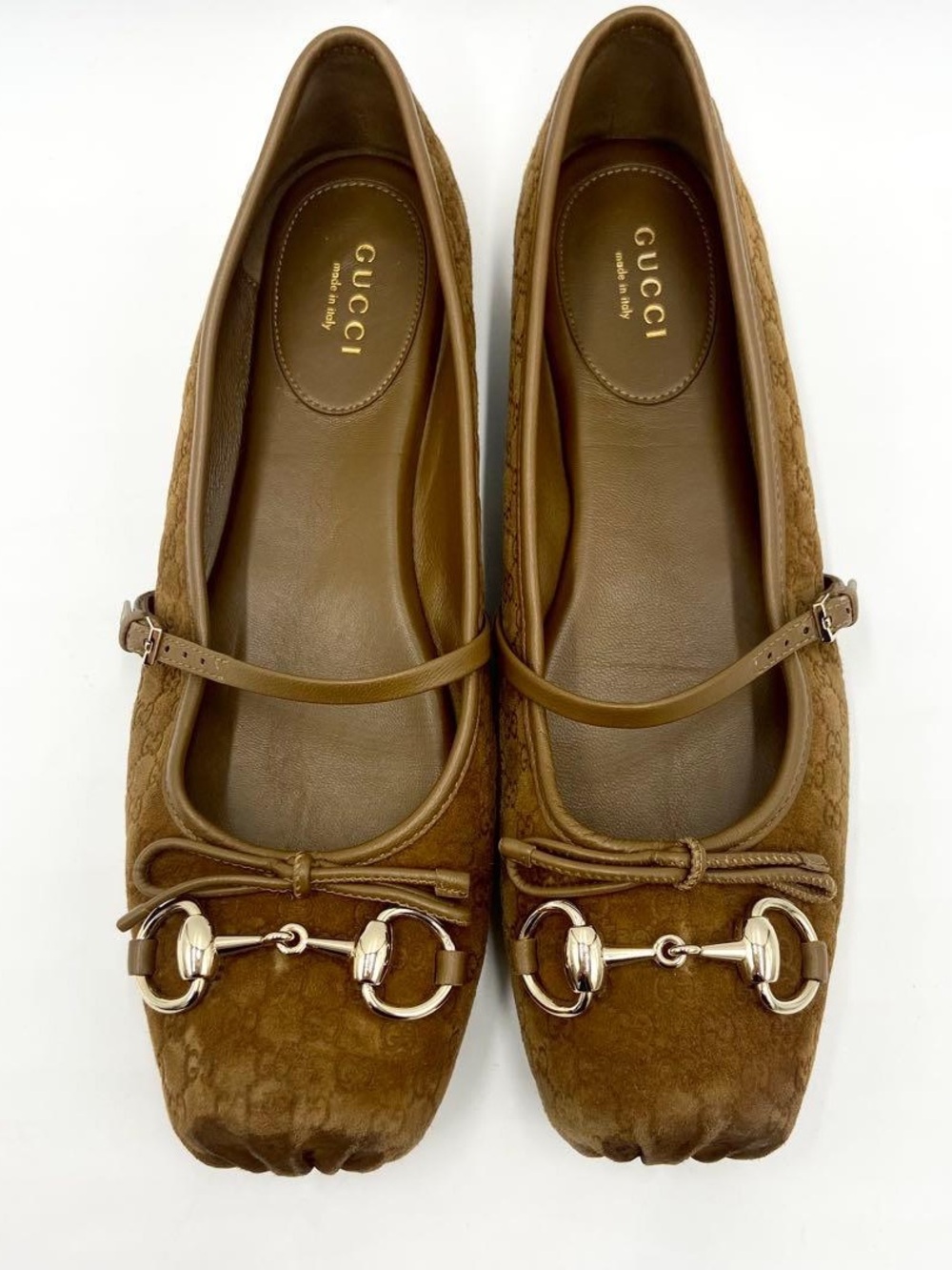 Gucci Brown Suede & Leather Horsebit Mary Jane Flats